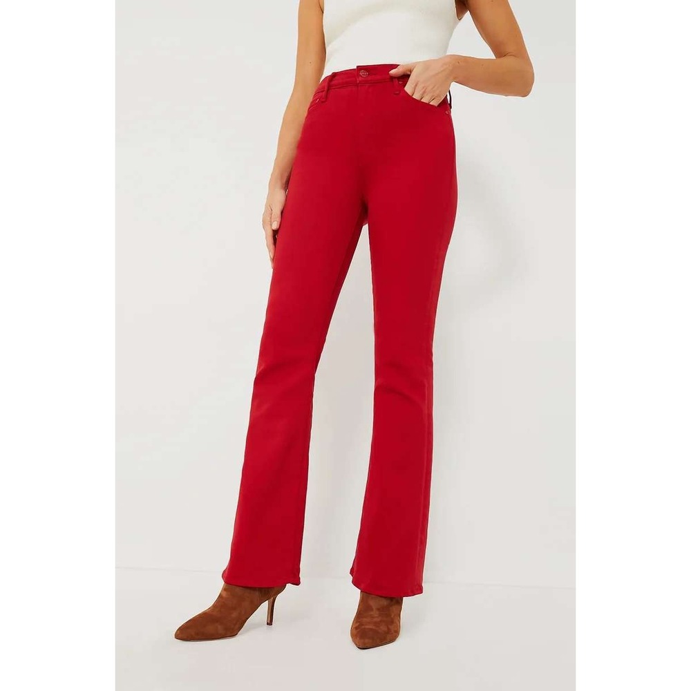 Mother High Waisted Weekender Skimp Flare Jeans Red Size 29